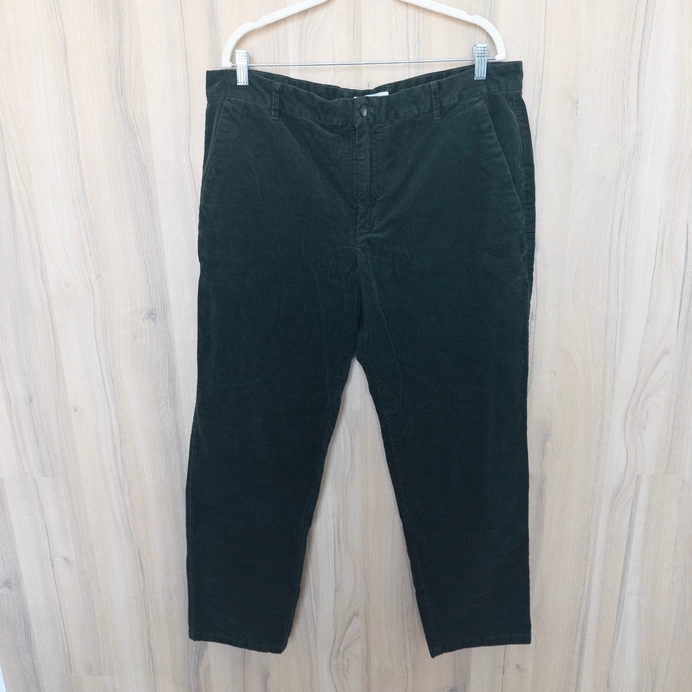 Everlane Mens Corduroy Pant 38x30 Dark Green Straight Leg Organic Cotton Stretch